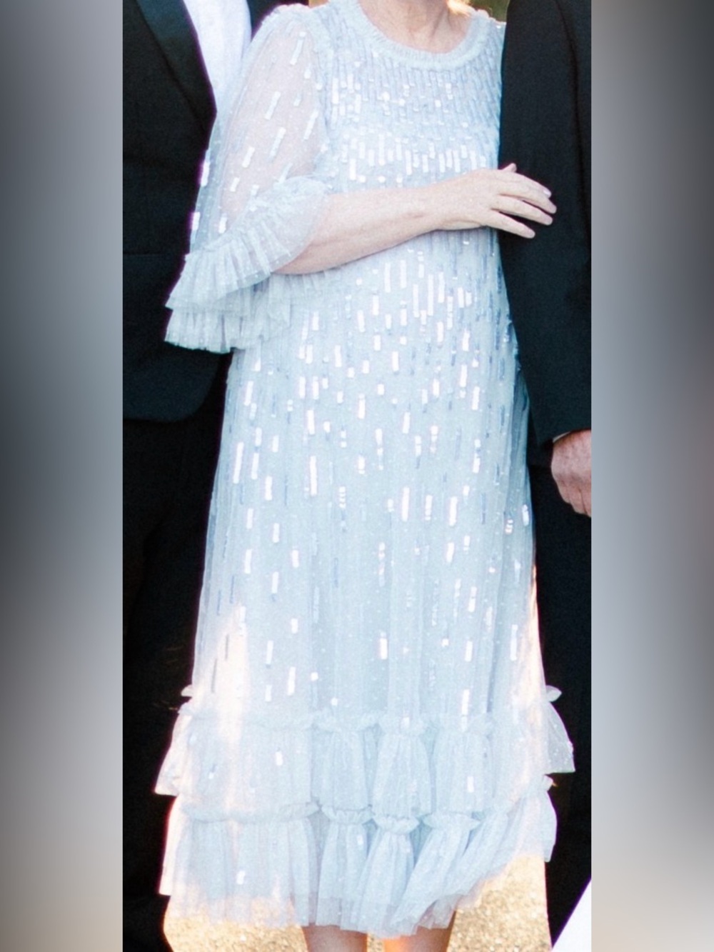 Needle & Thread Blue Sequin Tiered Midi Dress - Women